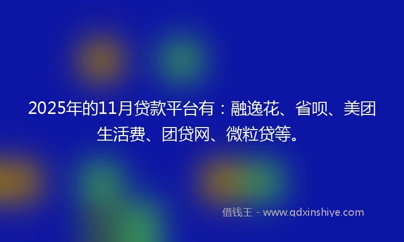 2025年的11月贷款平台有：融逸花、省呗、美团生活费、团贷网、微粒贷等。
