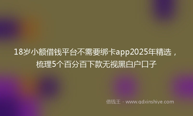 18岁小额借钱平台不需要绑卡app2025年精选，梳理5个百分百下款无视黑白户口子