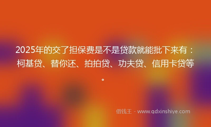 2025年的交了担保费是不是贷款就能批下来有：柯基贷、替你还、拍拍贷、功夫贷、信用卡贷等。