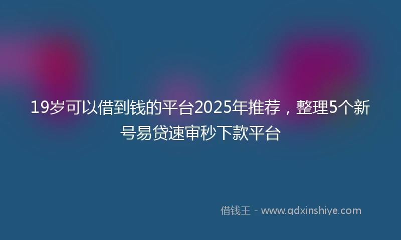 19岁可以借到钱的平台2025年推荐，整理5个新号易贷速审秒下款平台