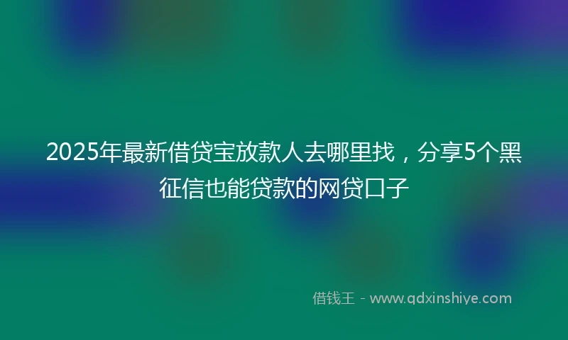2025年最新借贷宝放款人去哪里找，分享5个黑征信也能贷款的网贷口子