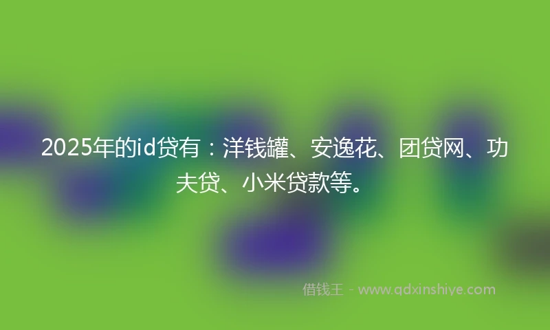 2025年的id贷有：洋钱罐、安逸花、团贷网、功夫贷、小米贷款等。