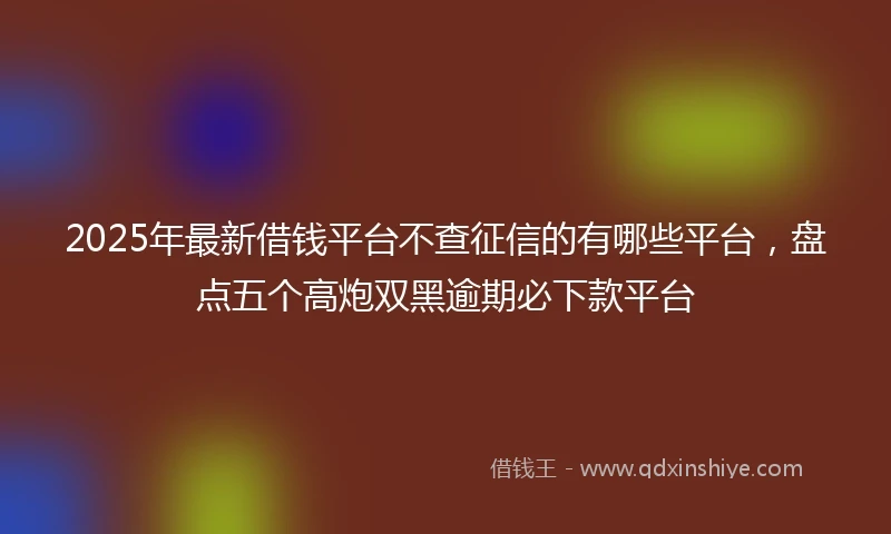 2025年最新借钱平台不查征信的有哪些平台，盘点五个高炮双黑逾期必下款平台