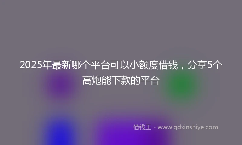 2025年最新哪个平台可以小额度借钱，分享5个高炮能下款的平台
