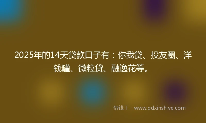 2025年的14天贷款口子有：你我贷、投友圈、洋钱罐、微粒贷、融逸花等。