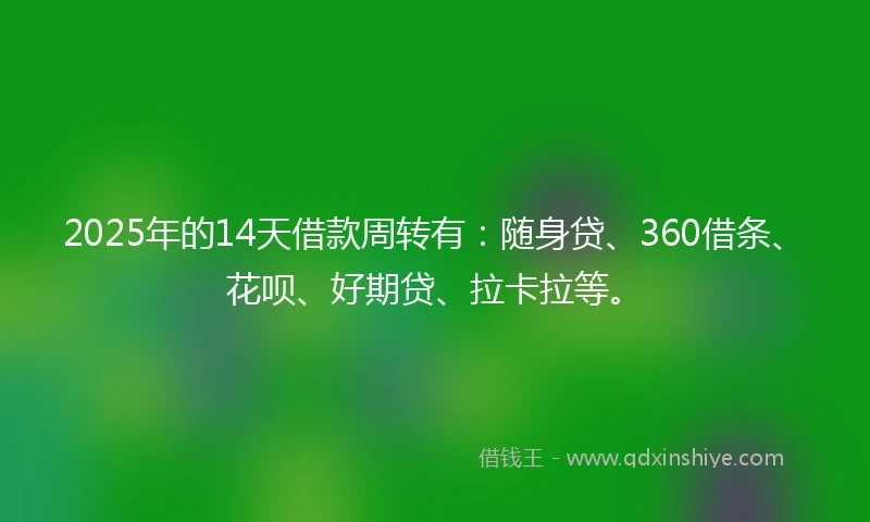 2025年的14天借款周转有：随身贷、360借条、花呗、好期贷、拉卡拉等。