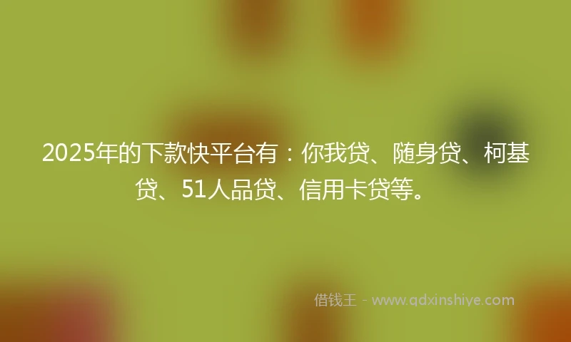 2025年的下款快平台有：你我贷、随身贷、柯基贷、51人品贷、信用卡贷等。