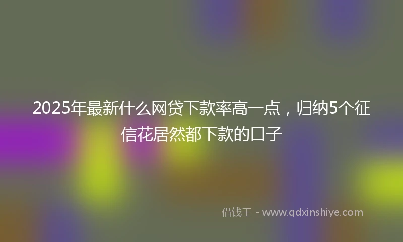 2025年最新什么网贷下款率高一点，归纳5个征信花居然都下款的口子