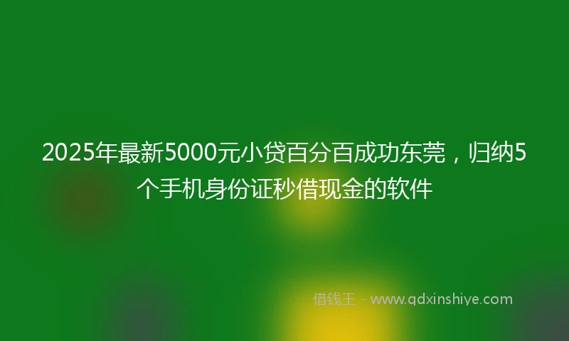 2025年最新5000元小贷百分百成功东莞，归纳5个手机身份证秒借现金的软件