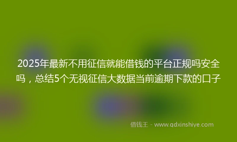 2025年最新不用征信就能借钱的平台正规吗安全吗，总结5个无视征信大数据当前逾期下款的口子
