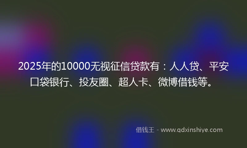2025年的10000无视征信贷款有：人人贷、平安口袋银行、投友圈、超人卡、微博借钱等。