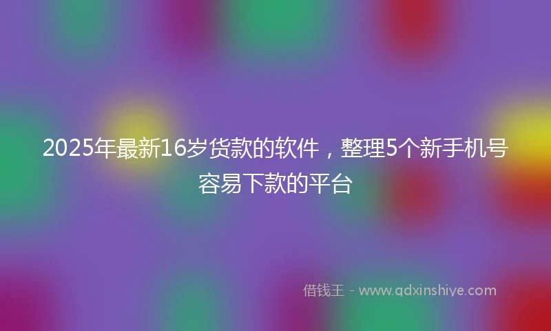 2025年最新16岁货款的软件，整理5个新手机号容易下款的平台
