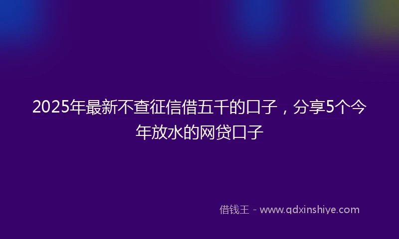 2025年最新不查征信借五千的口子，分享5个今年放水的网贷口子