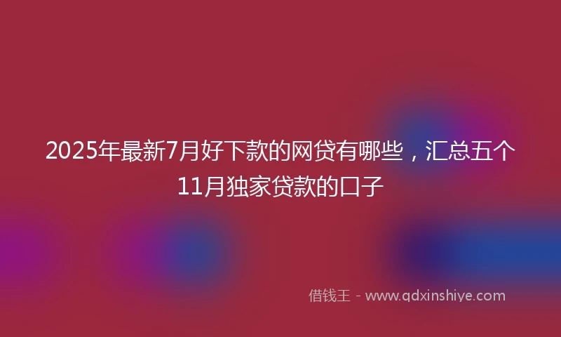 2025年最新7月好下款的网贷有哪些，汇总五个11月独家贷款的口子