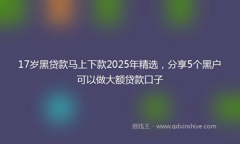17岁黑贷款马上下款2025年精选，分享5个黑户可以做大额贷款口子
