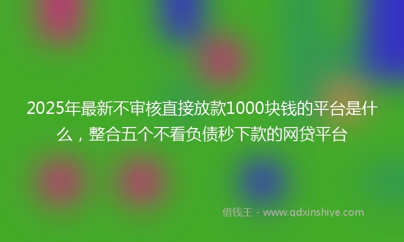 2025年最新不审核直接放款1000块钱的平台是什么，整合五个不看负债秒下款的网贷平台