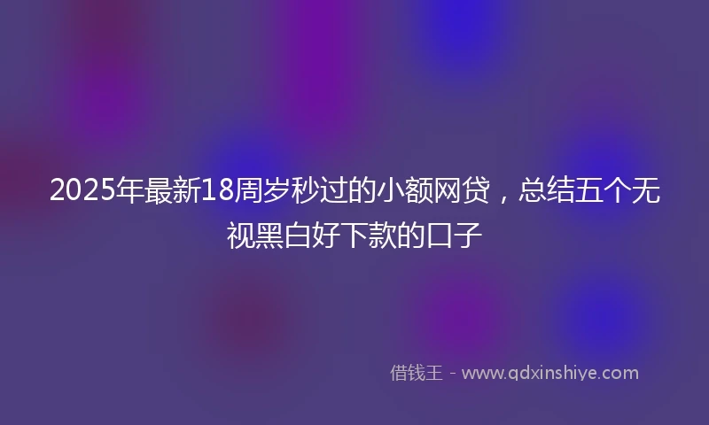 2025年最新18周岁秒过的小额网贷，总结五个无视黑白好下款的口子