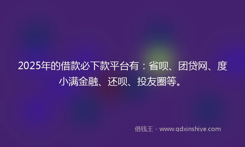 2025年的借款必下款平台有：省呗、团贷网、度小满金融、还呗、投友圈等。