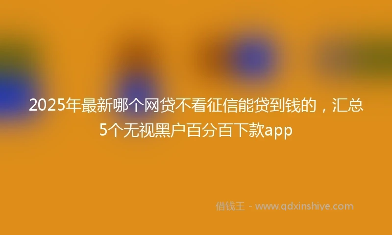 2025年最新哪个网贷不看征信能贷到钱的，汇总5个无视黑户百分百下款app