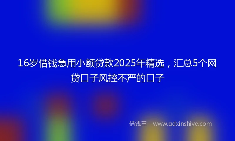 16岁借钱急用小额贷款2025年精选，汇总5个网贷口子风控不严的口子