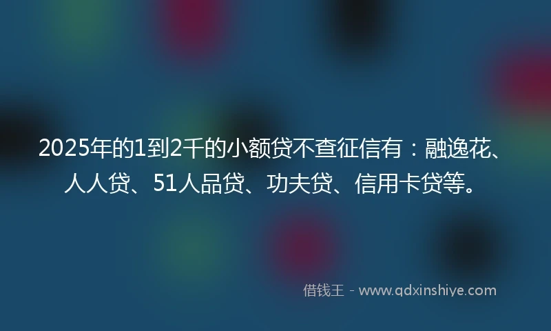 2025年的1到2千的小额贷不查征信有：融逸花、人人贷、51人品贷、功夫贷、信用卡贷等。