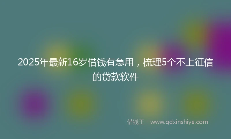 2025年最新16岁借钱有急用，梳理5个不上征信的贷款软件