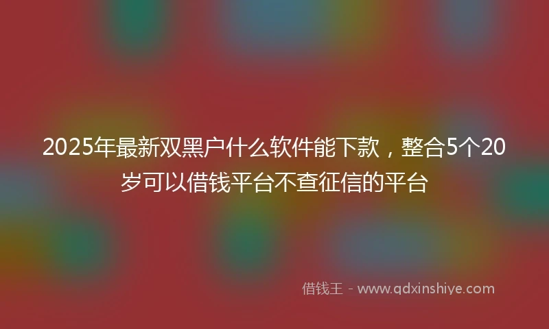 2025年最新双黑户什么软件能下款，整合5个20岁可以借钱平台不查征信的平台