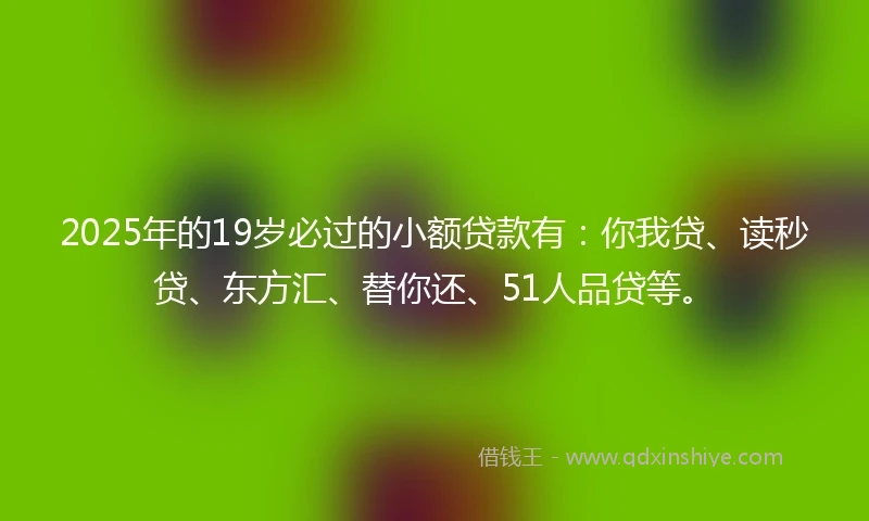 2025年的19岁必过的小额贷款有：你我贷、读秒贷、东方汇、替你还、51人品贷等。