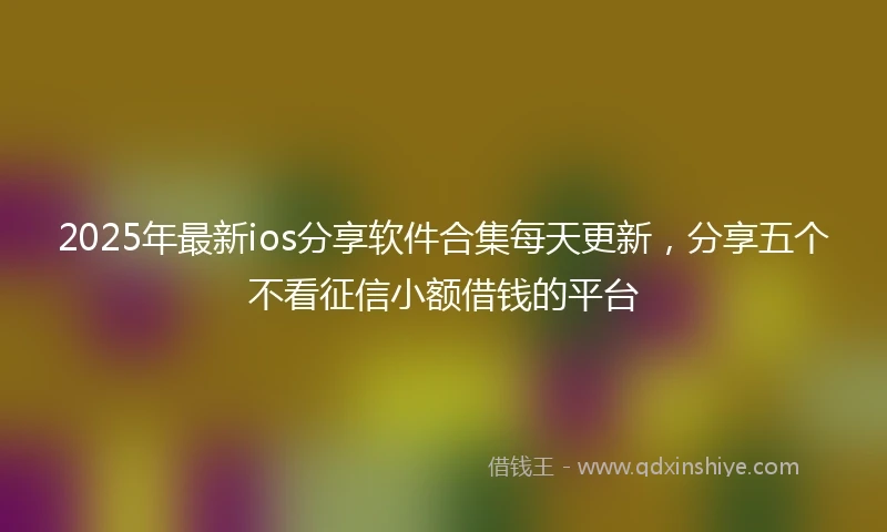 2025年最新ios分享软件合集每天更新，分享五个不看征信小额借钱的平台