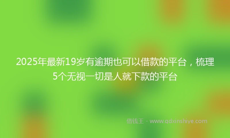 2025年最新19岁有逾期也可以借款的平台，梳理5个无视一切是人就下款的平台