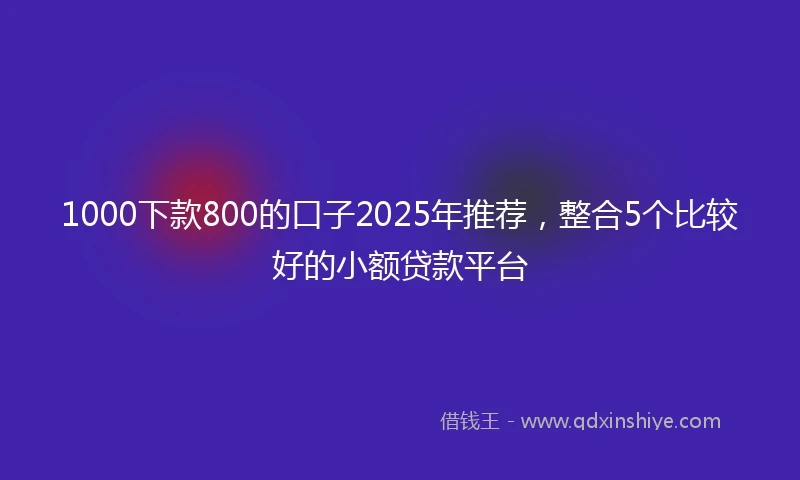 1000下款800的口子2025年推荐，整合5个比较好的小额贷款平台