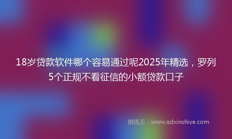 18岁贷款软件哪个容易通过呢2025年精选，罗列5个正规不看征信的小额贷款口子