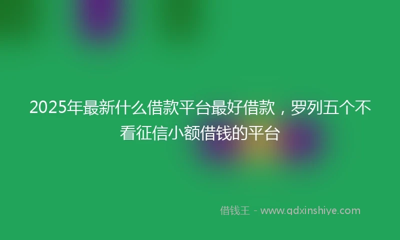 2025年最新什么借款平台最好借款，罗列五个不看征信小额借钱的平台