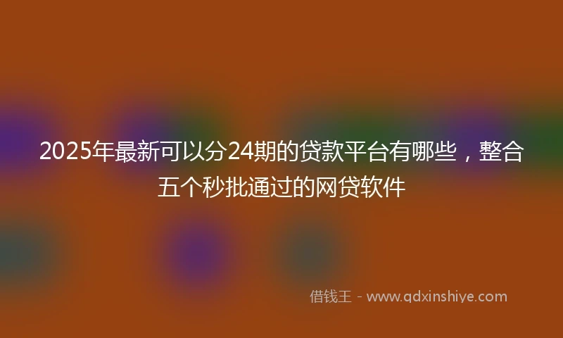 2025年最新可以分24期的贷款平台有哪些，整合五个秒批通过的网贷软件