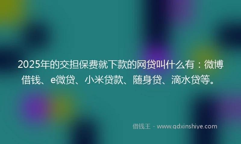 2025年的交担保费就下款的网贷叫什么有：微博借钱、e微贷、小米贷款、随身贷、滴水贷等。
