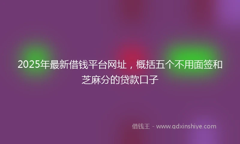 2025年最新借钱平台网址，概括五个不用面签和芝麻分的贷款口子