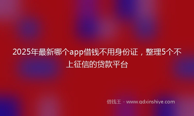 2025年最新哪个app借钱不用身份证，整理5个不上征信的贷款平台