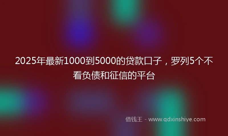 2025年最新1000到5000的贷款口子，罗列5个不看负债和征信的平台