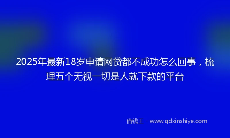 2025年最新18岁申请网贷都不成功怎么回事，梳理五个无视一切是人就下款的平台