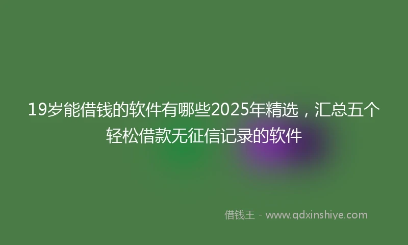 19岁能借钱的软件有哪些2025年精选，汇总五个轻松借款无征信记录的软件