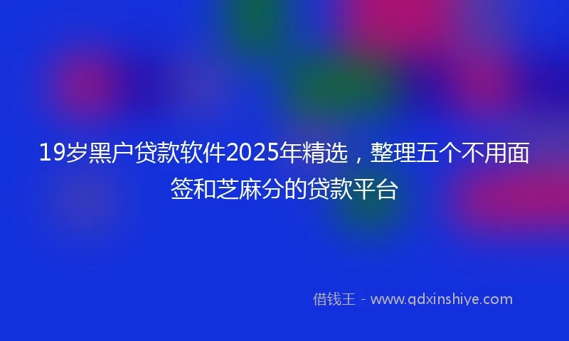19岁黑户贷款软件2025年精选，整理五个不用面签和芝麻分的贷款平台