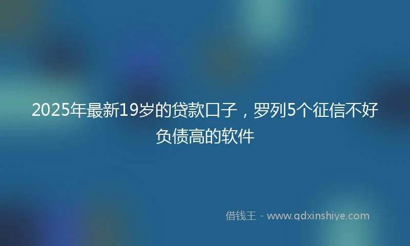 2025年最新19岁的贷款口子，罗列5个征信不好负债高的软件