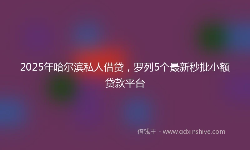2025年哈尔滨私人借贷，罗列5个最新秒批小额贷款平台