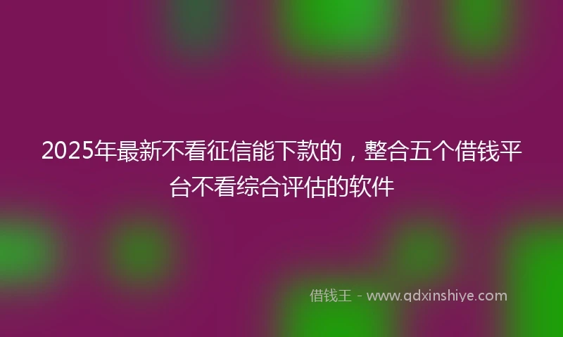2025年最新不看征信能下款的，整合五个借钱平台不看综合评估的软件