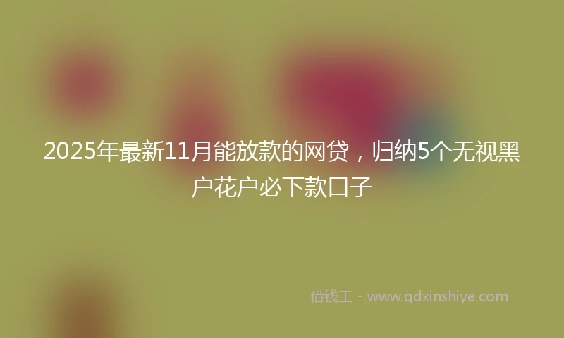 2025年最新11月能放款的网贷，归纳5个无视黑户花户必下款口子
