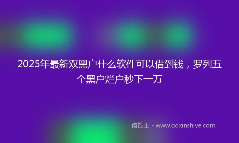 2025年最新双黑户什么软件可以借到钱，罗列五个黑户烂户秒下一万