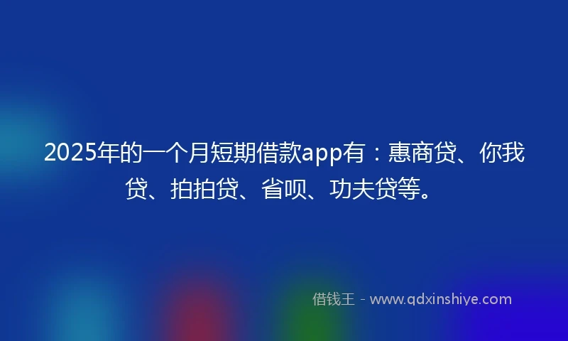 2025年的一个月短期借款app有：惠商贷、你我贷、拍拍贷、省呗、功夫贷等。