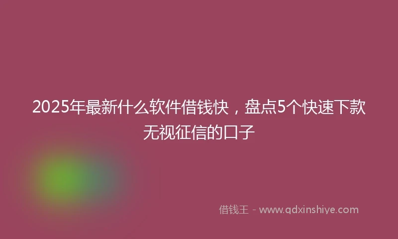 2025年最新什么软件借钱快，盘点5个快速下款无视征信的口子