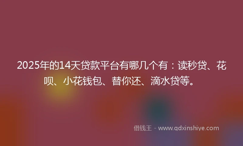 2025年的14天贷款平台有哪几个有：读秒贷、花呗、小花钱包、替你还、滴水贷等。