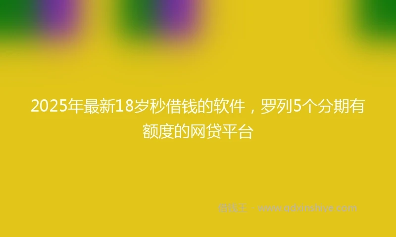 2025年最新18岁秒借钱的软件，罗列5个分期有额度的网贷平台